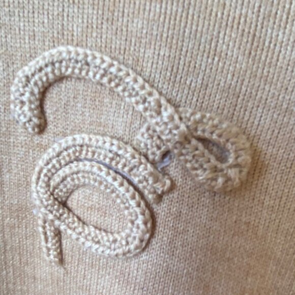 Vintage Beige Cashmere Yak Cardigan Sweater Embroidered Long Sleeve Wool Women M - Picture 9 of 9